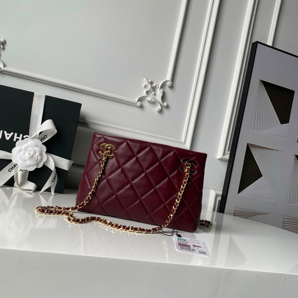 Chanel Mini Shopping Bag Dark Burgundy