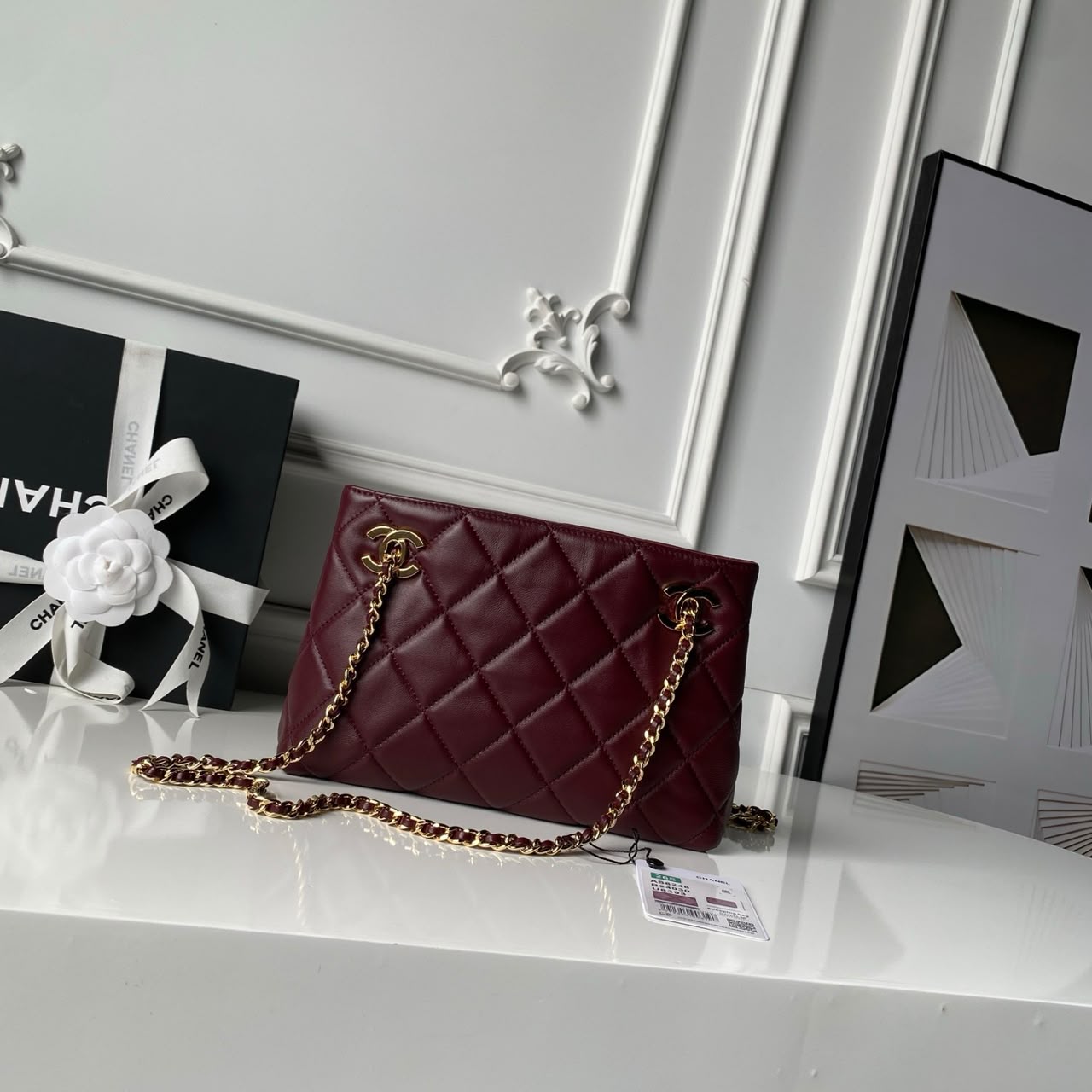 Chanel Mini Shopping Bag Dark Burgundy