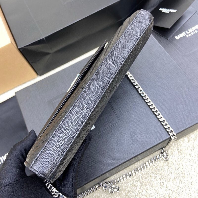 Saint Laurent Shoulder Bag Black Ferragens Prata