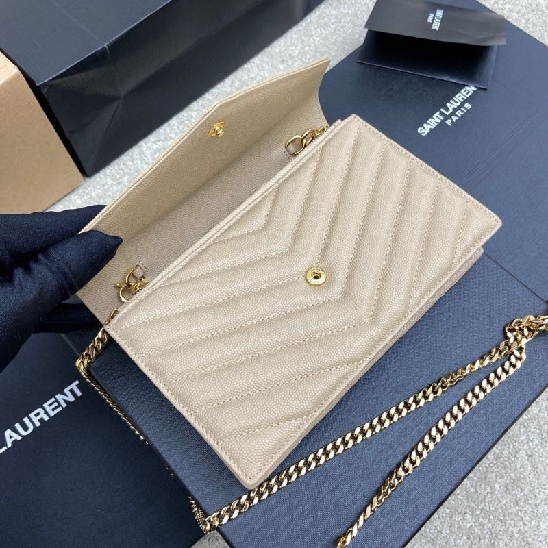 Saint Laurent Shoulder Bag Bege Ferragens Douradas