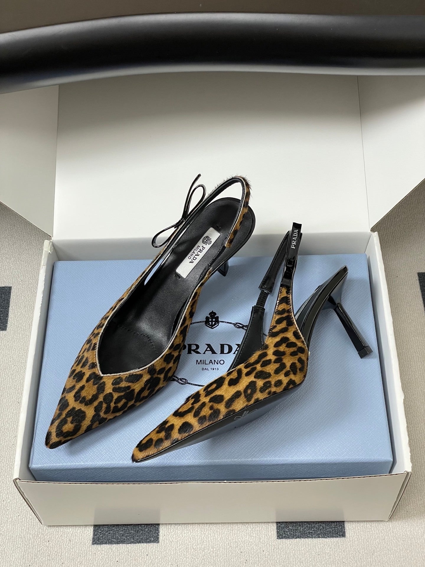 Prada Leopard-Print Pony Hair Slingback Pumps