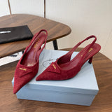 Prada Scarpin Slingback Pumps Suede Rede