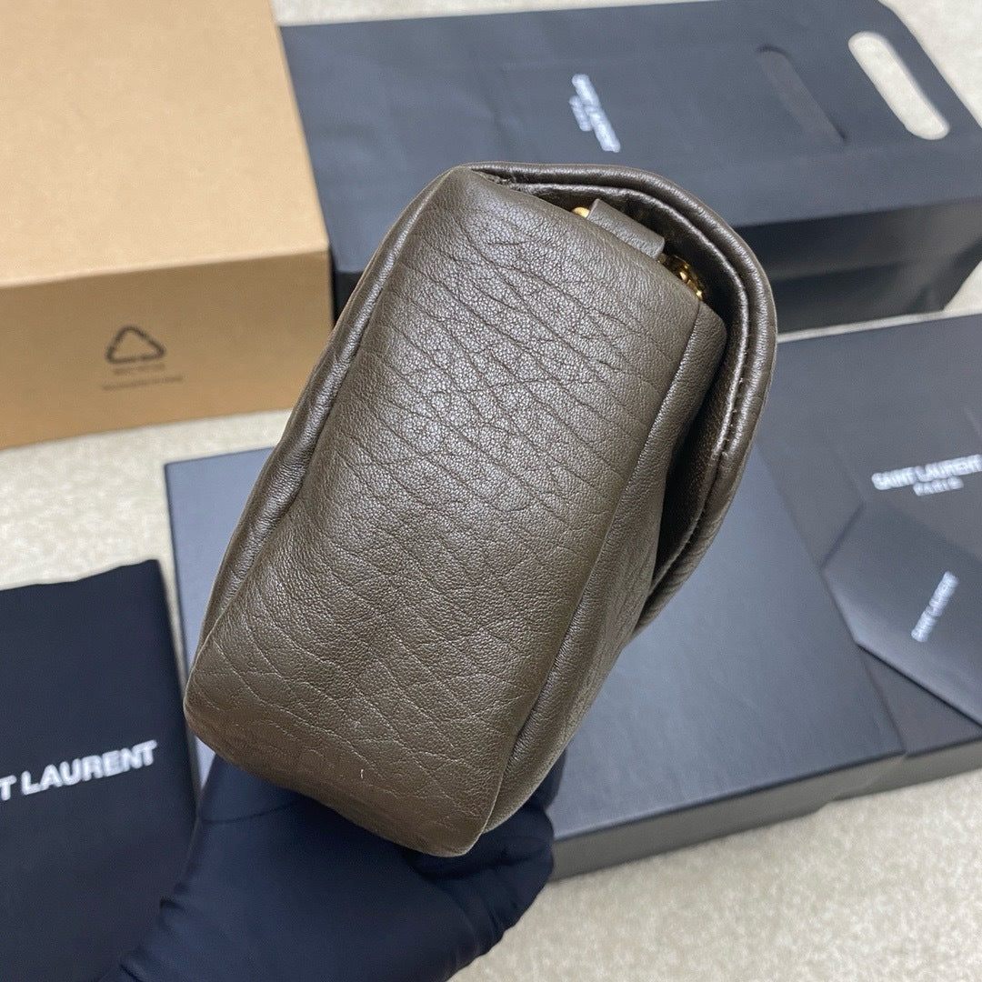 Yves Saint Laurent Calypso Lambskin Brown Ferragens Douradas