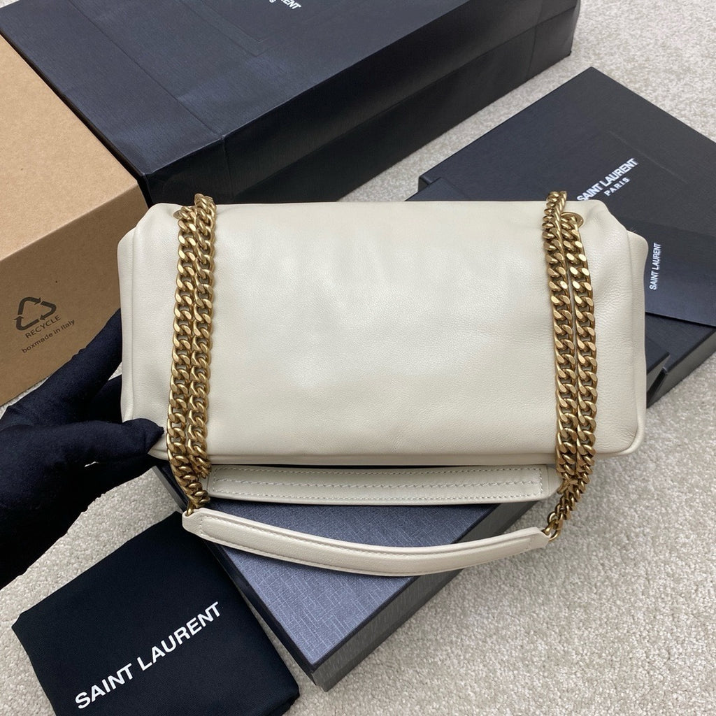 Yves Saint Laurent Calypso Lambskin White Ferragens Douradas