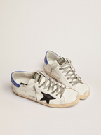 Golden Goose Super-Star White Leather Black Python Star Blue Tab