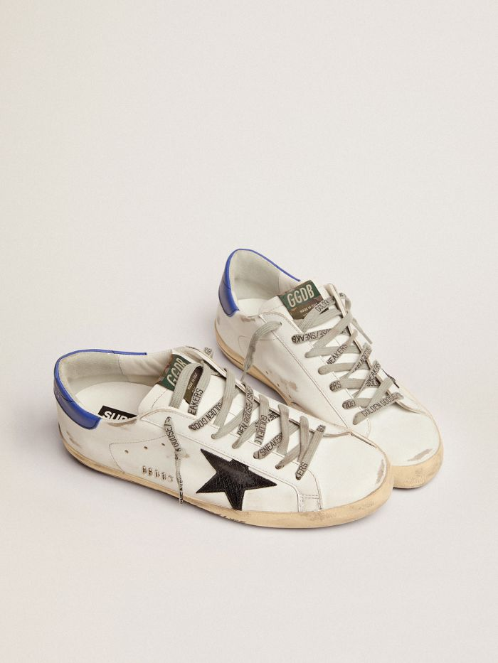 Golden Goose Super-Star White Leather Black Python Star Blue Tab