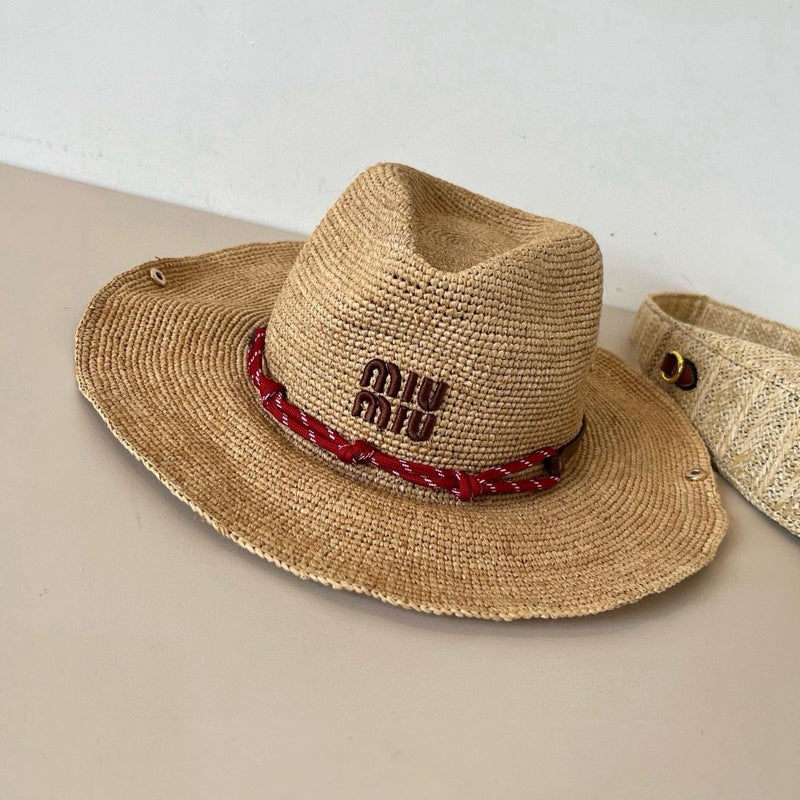 Chapéu em ráfia Miu Miu