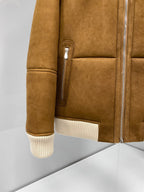 Jaqueta Estilo Bomber Camurça Com Forro Gola Pele (Shearling)