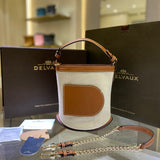 Delvaux Pin Mini Bucket Canvas Caramelo