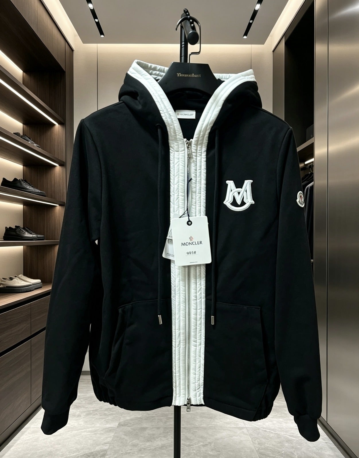 Moncler Logo-Embroidered Zip-Up Hoodie