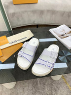 Sandália Louis Vuitton Trainer Mule White / Blue
