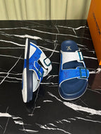 Sandália Louis Vuitton Trainer Mule Blue / White