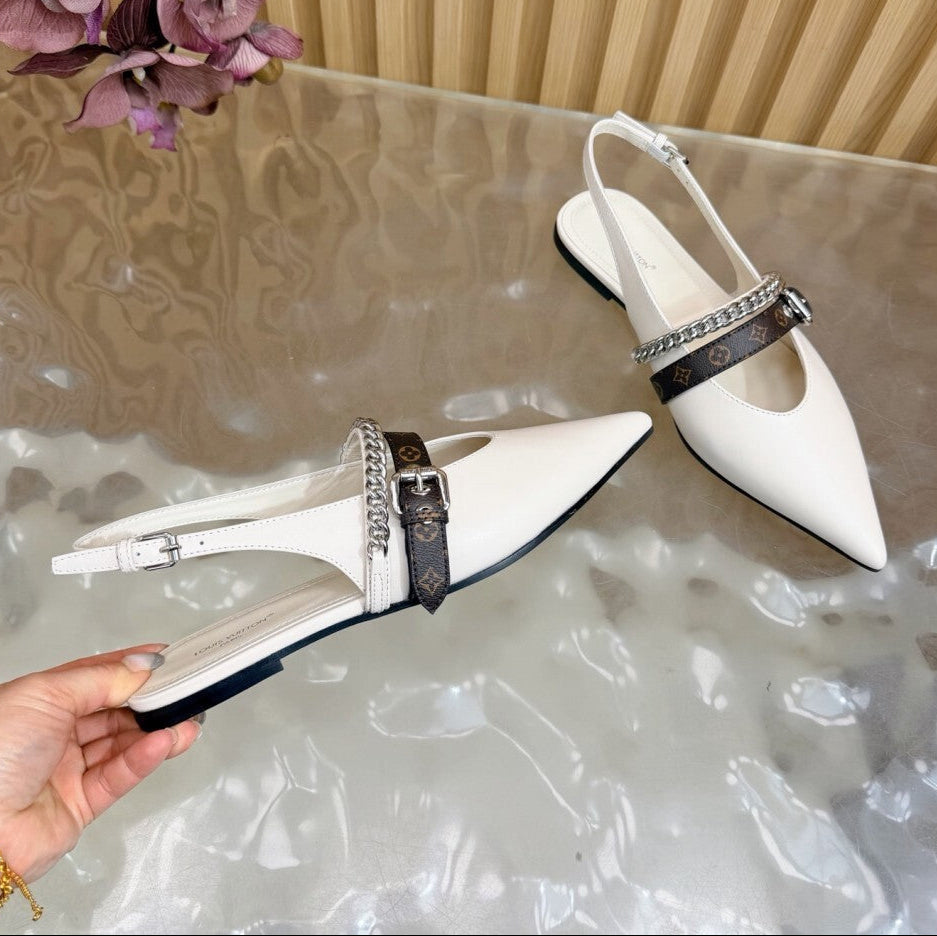 Louis Vuitton Vibe Slingback Flat Ballerina White