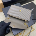 Saint Laurent Shoulder Bag gray Ferragens Douradas
