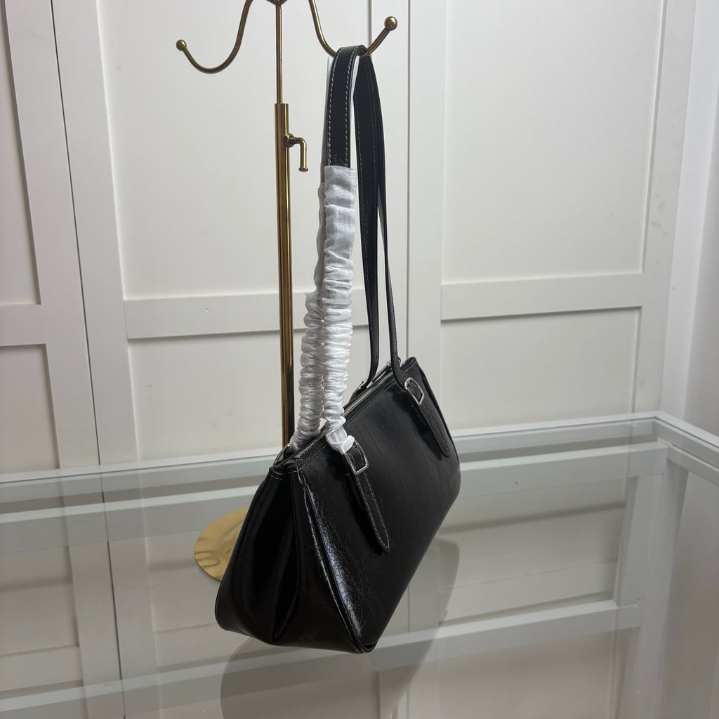 Coach Asher Shoulder Bag Shiny Crinkle Leather Black