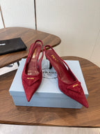Prada Scarpin Slingback Pumps Suede Rede