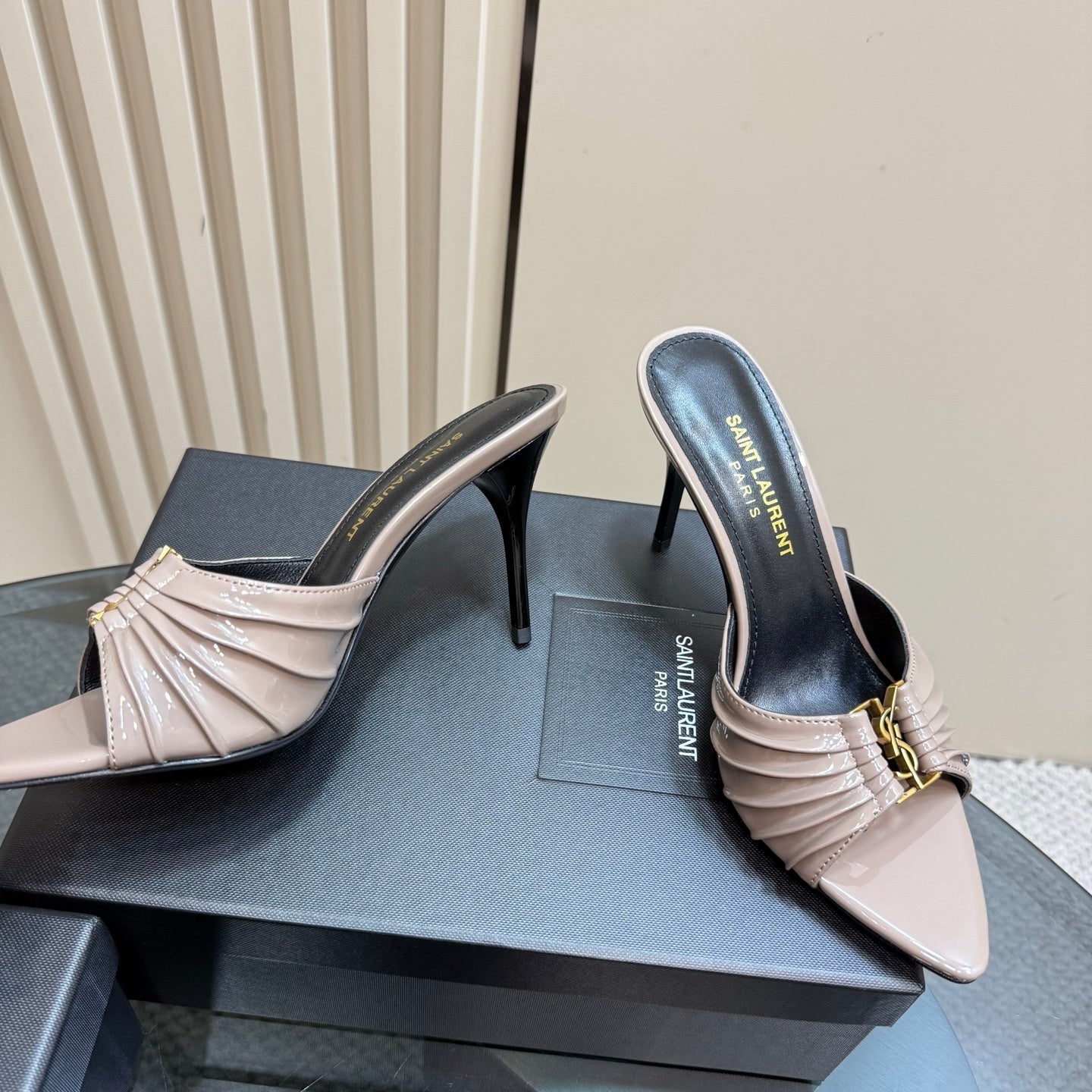 Saint Laurent Babylone Mules Bordeaux gray