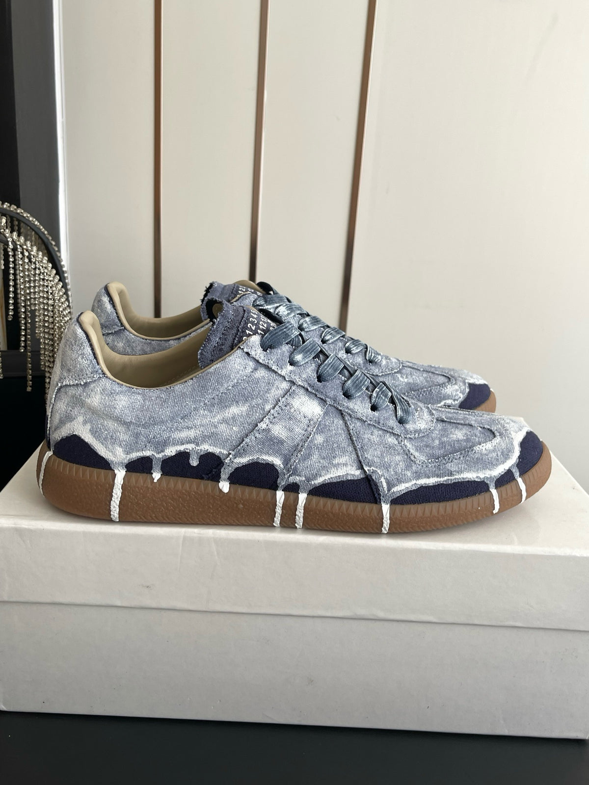 Maison Margiela Replica Low "Hand Painted Navy Canvas/Denim