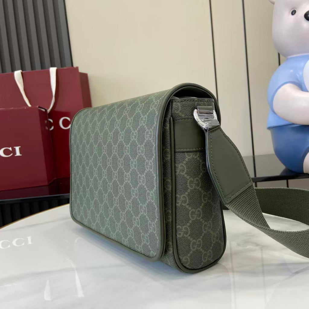 Gucci GG Monogram Messenger Bag Green
