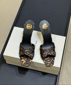 Saint Laurent  Mules Opyum Em Crepe De Cetim Estampa de Leopardo