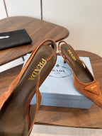 Prada Scarpin Slingback Pumps Suede Brown