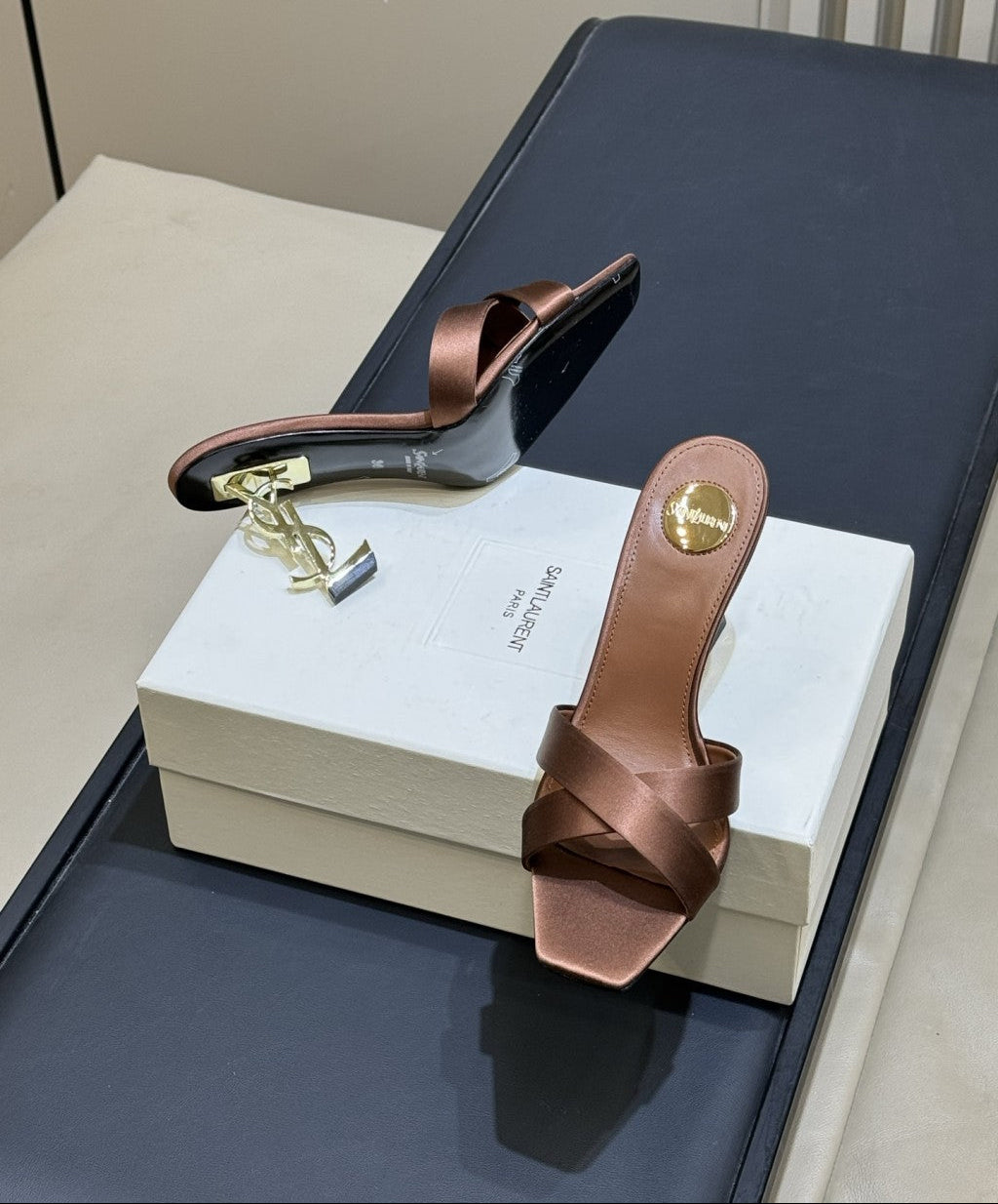 Saint Laurent  Mules Opyum Em Crepe De Cetim