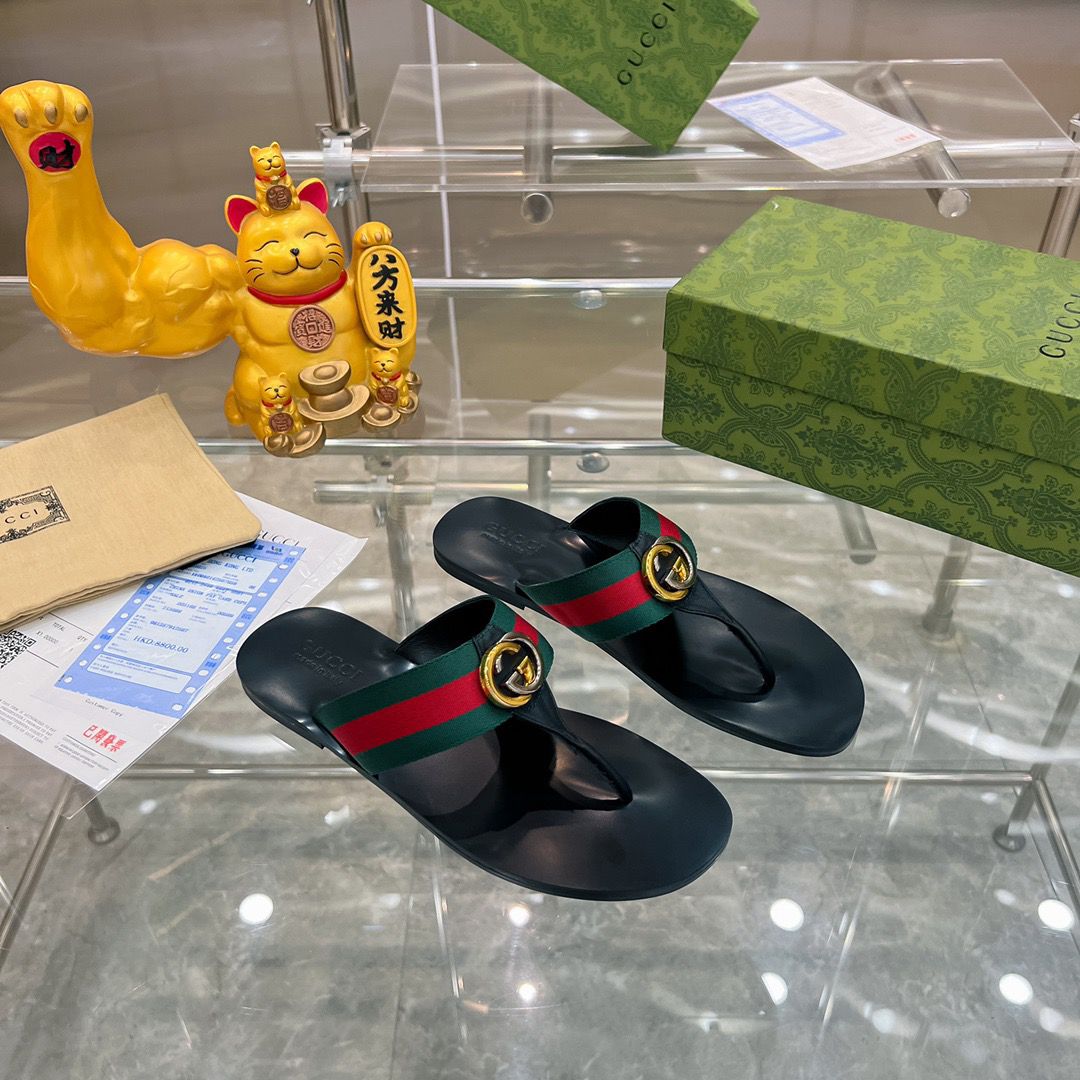 GUCCI Red & Green Kika Thong Sandals ( FEMININO) ( Pronta entrega)