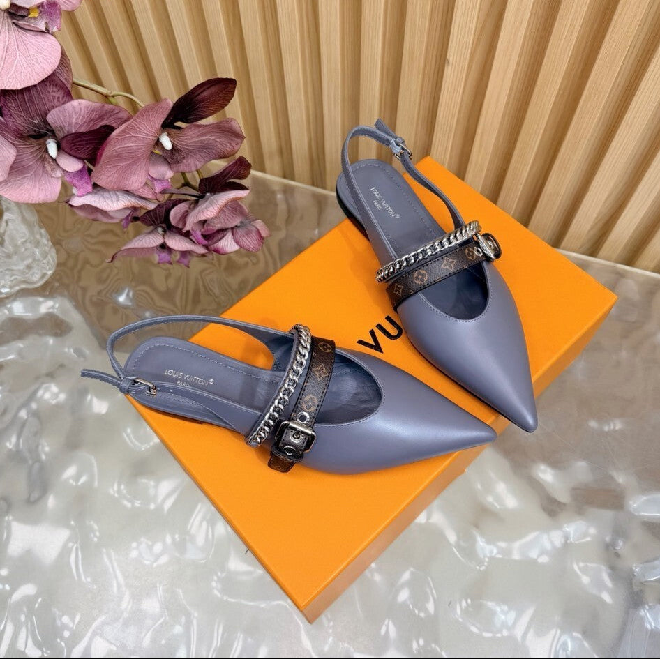 Louis Vuitton Vibe Slingback Flat Ballerina Gray