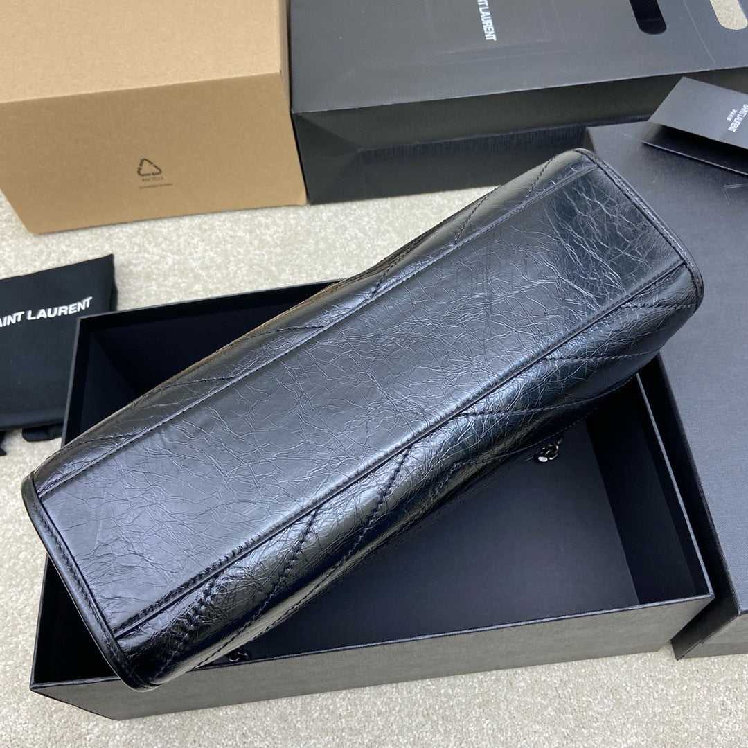 Saint Laurent Niki Shopping Bag Black Ferragens Prata