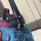Gucci Giglio Large Tote Bag Blue Denim