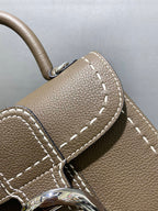 Delvaux Brillant Mini Leather Bag Taupe Ferragens Prata