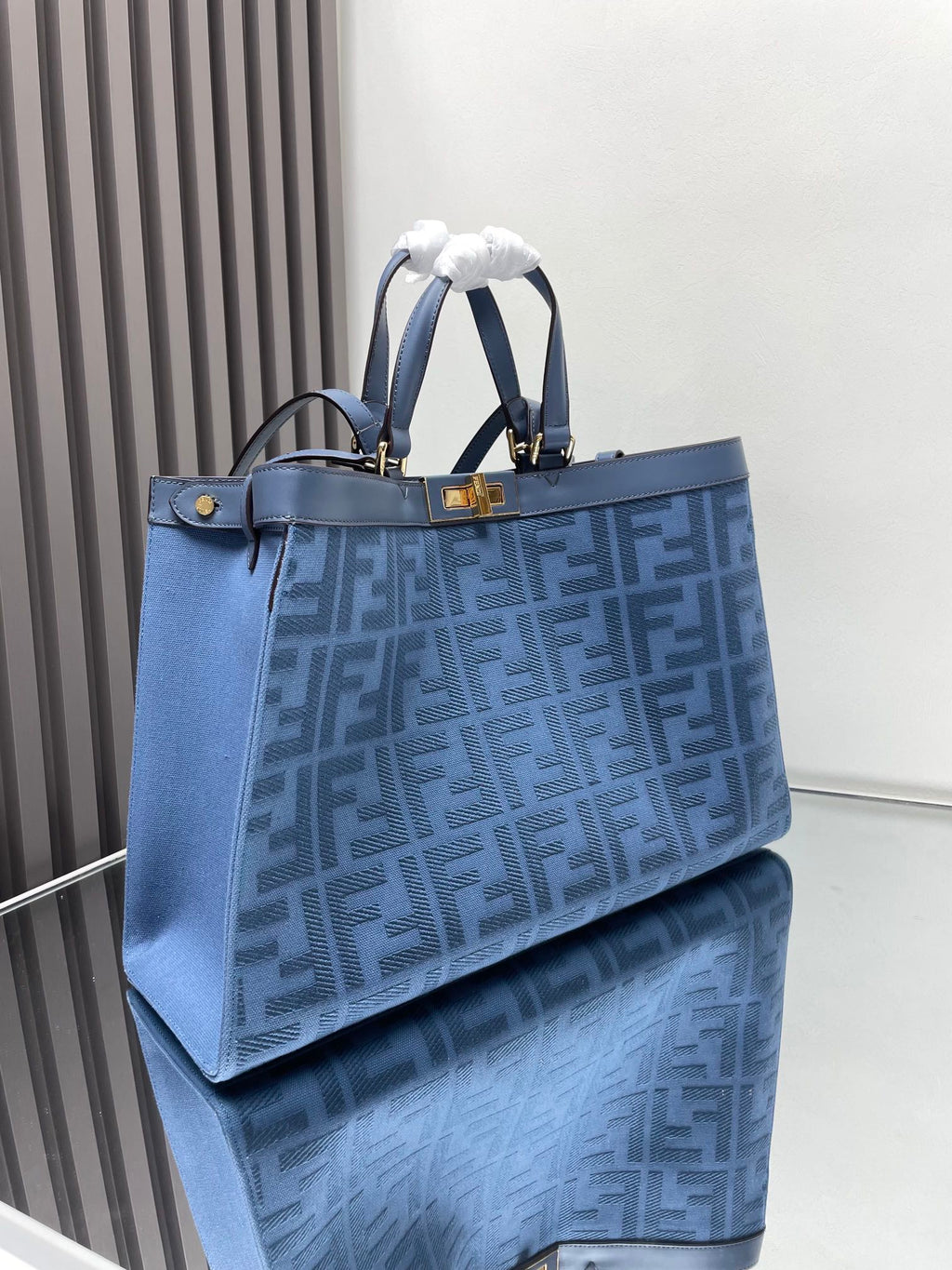 Fendi Peekaboo X-Tote Canvas Bag Azul-Marinho