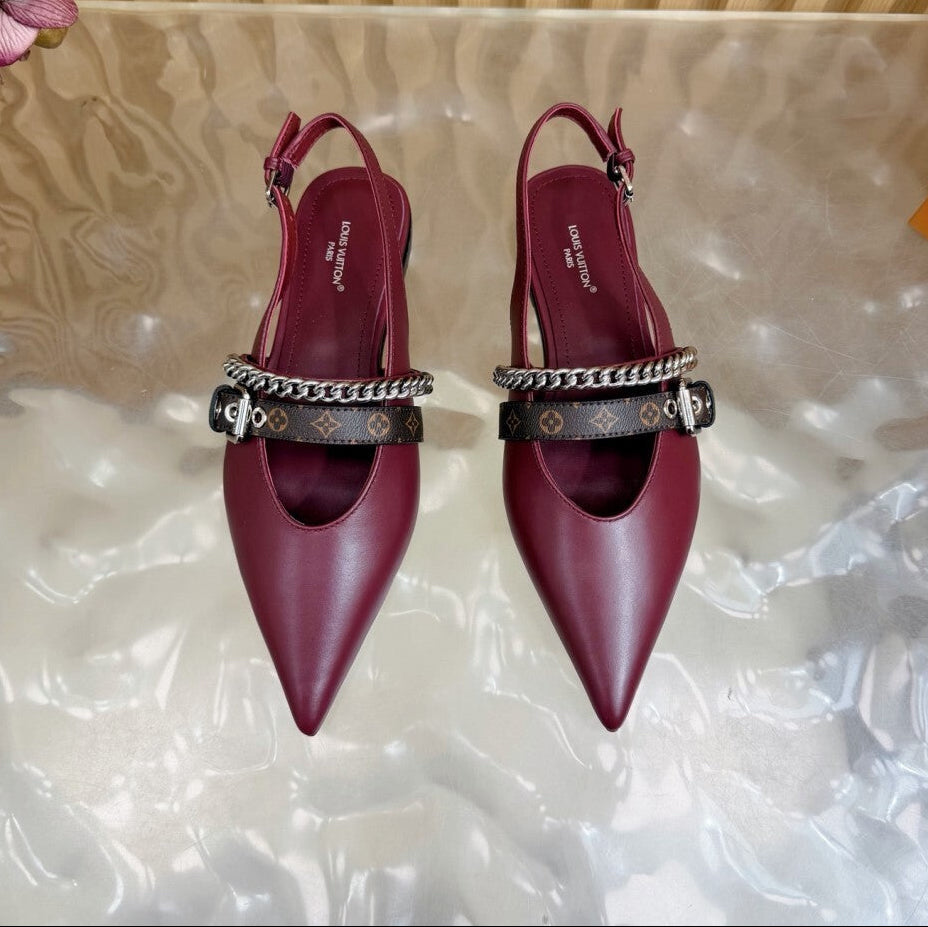 Louis Vuitton Vibe Slingback Flat Ballerina Wine