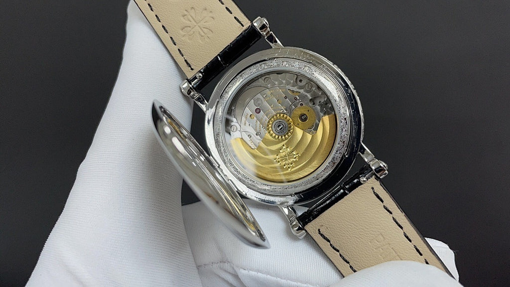 Patek Philippe Calatrava "Officer's Case" Silver Opaline Dial Bracelet Black