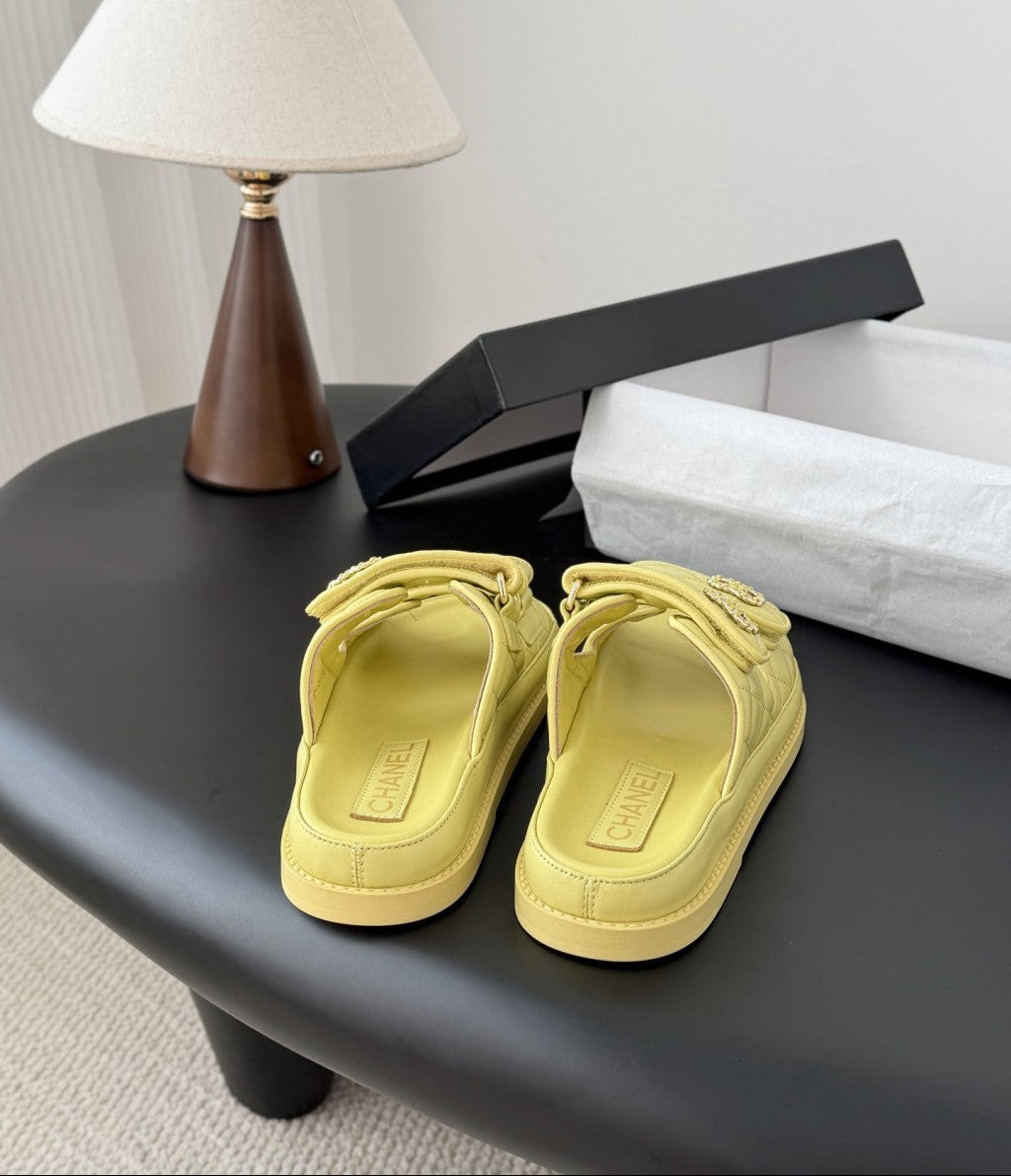 CHANEL Quilted Dad Sandal  Yellow.