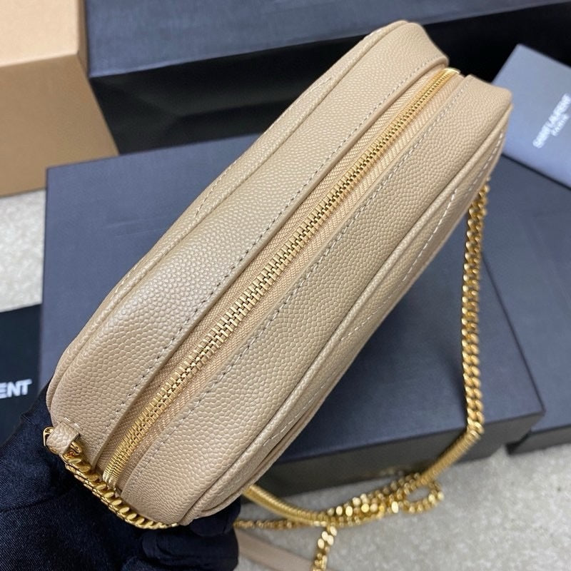 Saint Laurent Lou Camera Bag Bege Ferragens Douradas