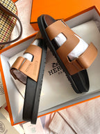 Hermes Chypre Sandal Naturel Black Smooth Calfskin Leather.