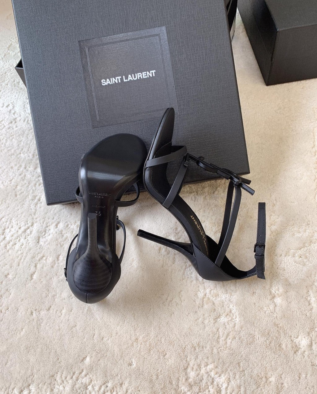Saint Laurent BLACK ‘Cassandra’ Heeled Sandals