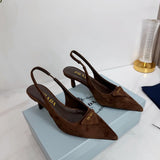 Prada dark brown suede slingback pump from