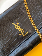 Saint Laurent Kate Reversible Shoulder Bag Croco