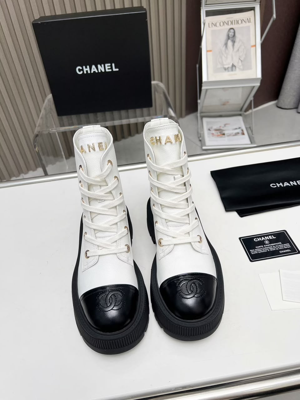 Chanel Combat Boot White / Black