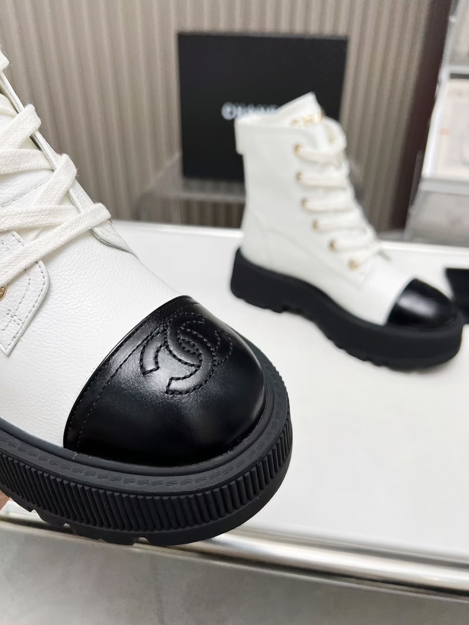 Chanel Combat Boot White / Black