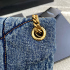 Bolsa Saint Laurent Puffer Denim Small Shoulder Bag