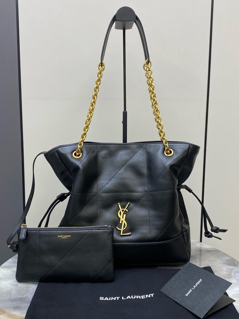 Saint Laurent Jamie 4.3 Shopping Tote Black Gold With Pouch