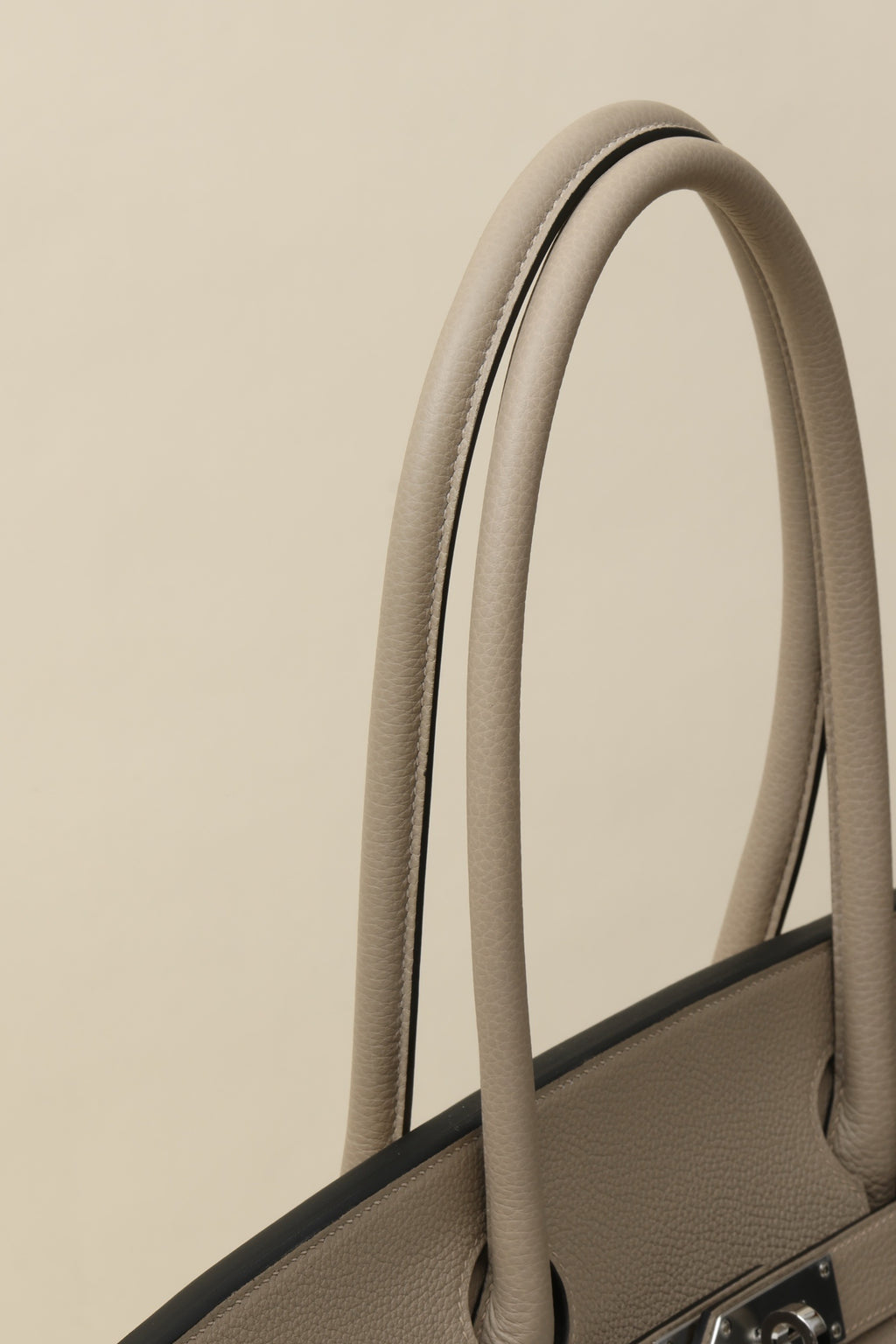 Shoulder Birkin Style Leather Taupe .