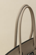 Shoulder Birkin Style Leather Taupe .