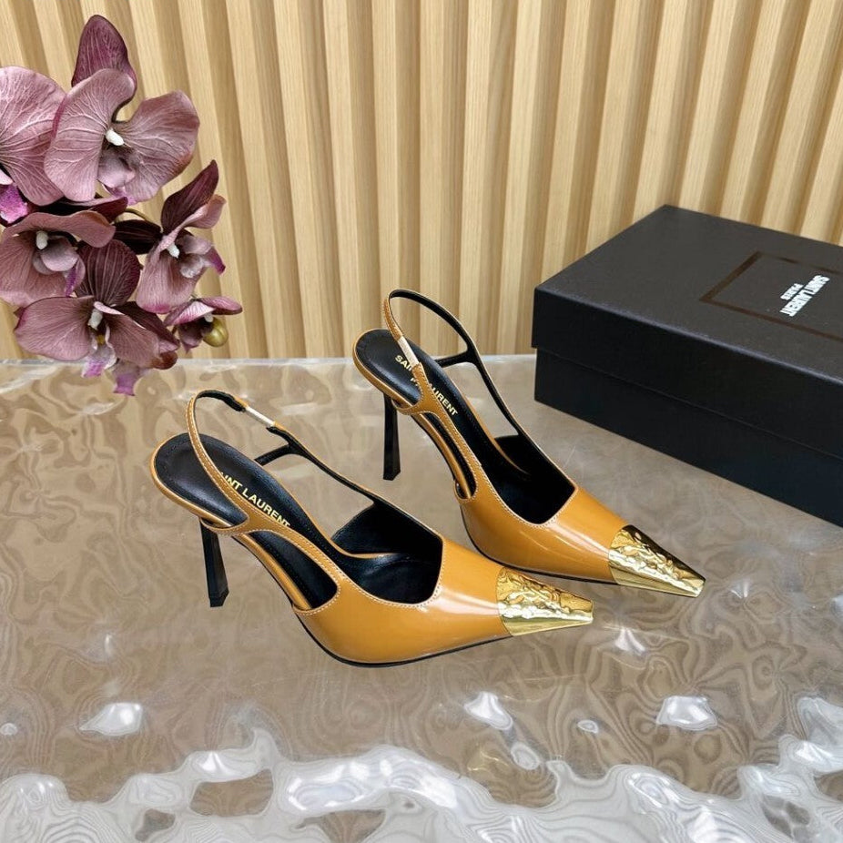 Saint Laurent Scarpin Slingback Jeanne  Chestnut