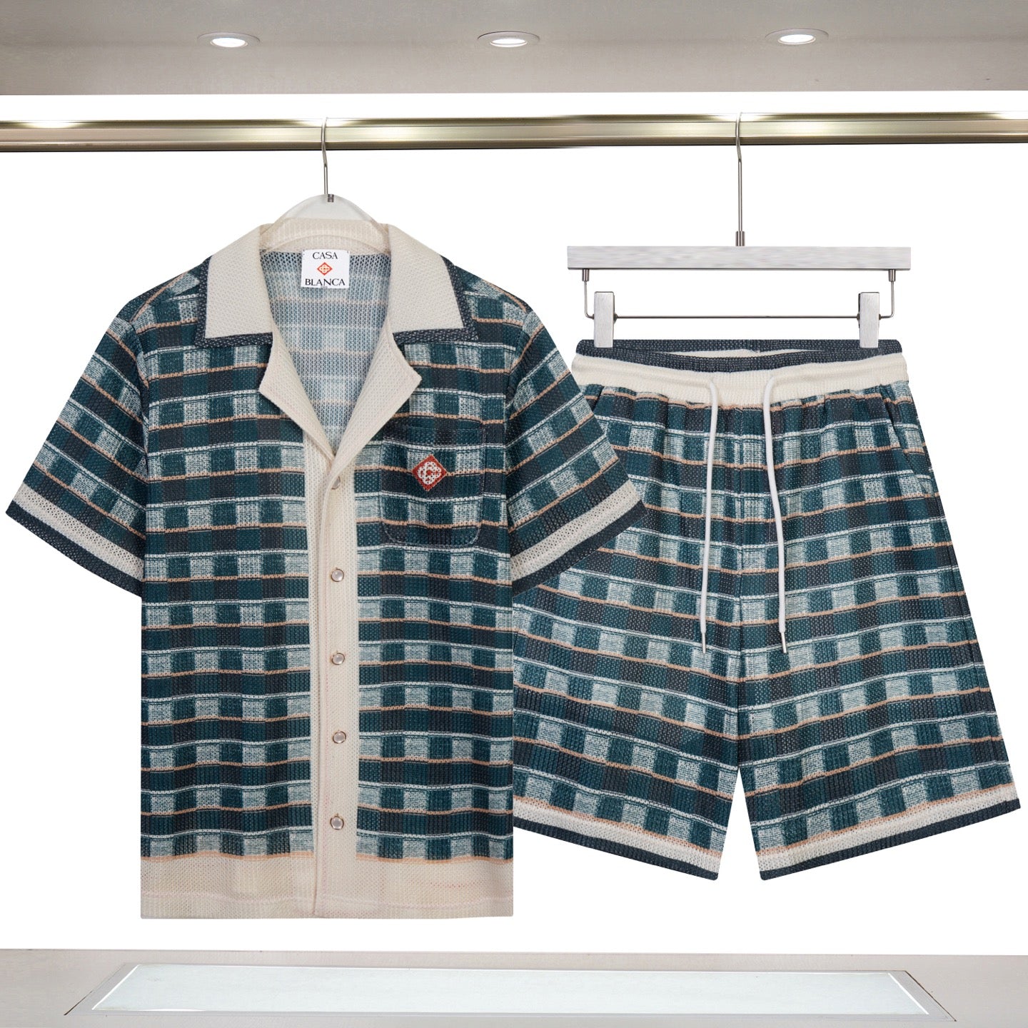 Casablanca Green Crochet Mosaic Knit Co-ord