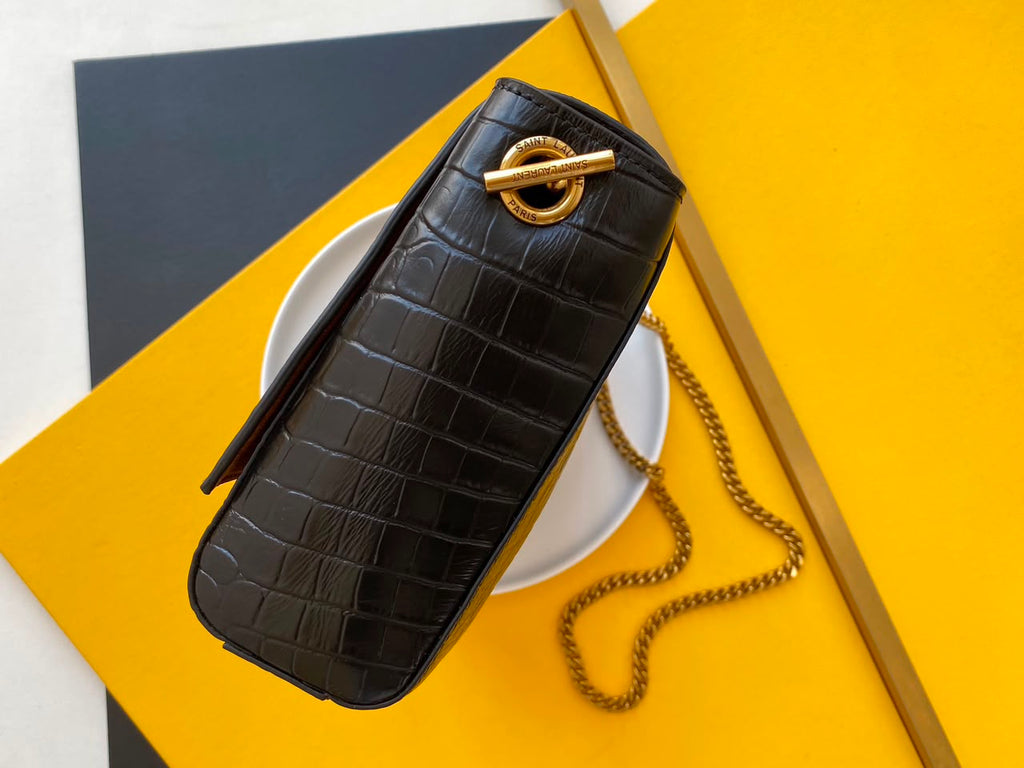 Saint Laurent Kate Reversible Shoulder Bag Croco