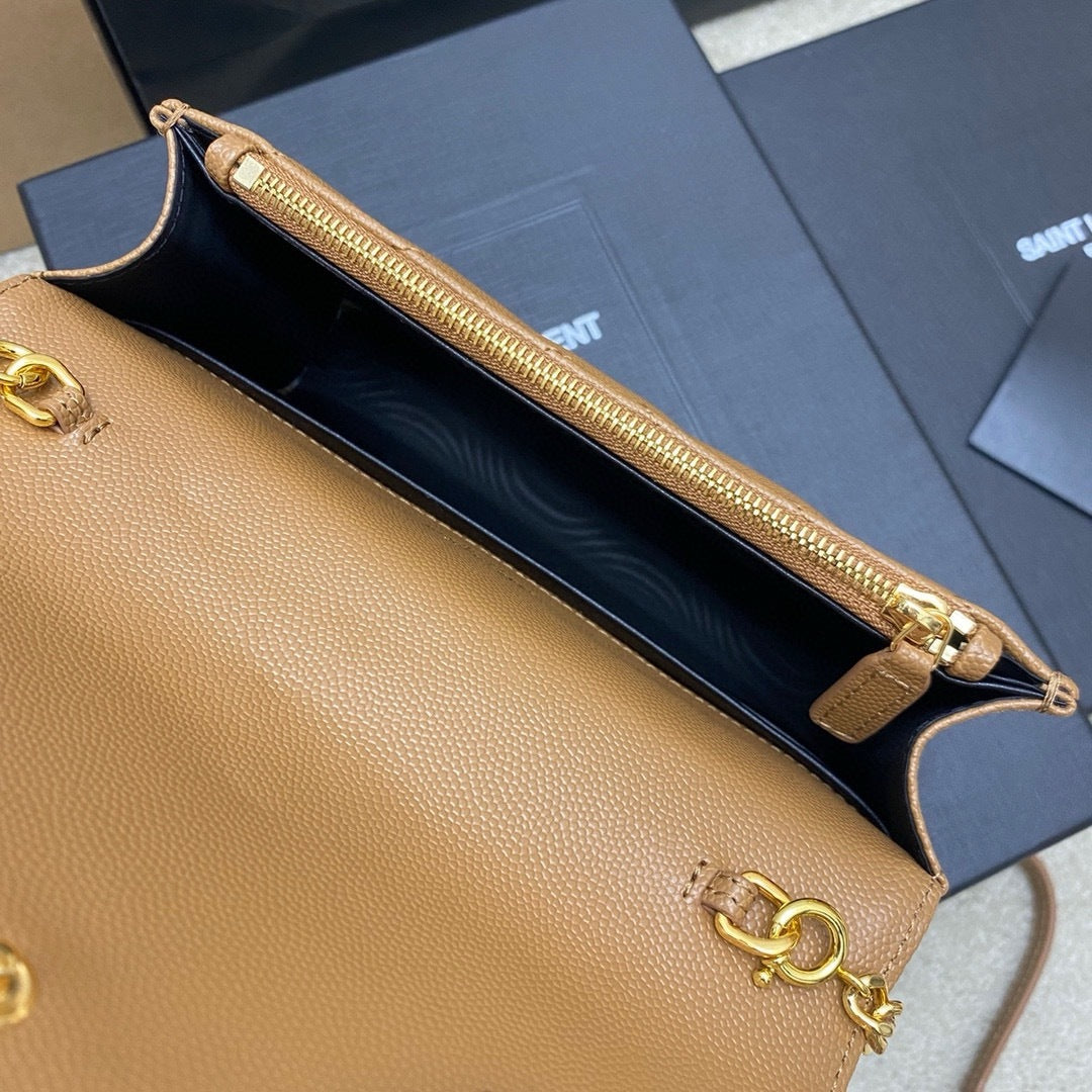 Saint Laurent Shoulder Bag Bege Camel Ferragens  Douradas